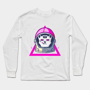 Cat Astronout smoking in Baddass Style Long Sleeve T-Shirt